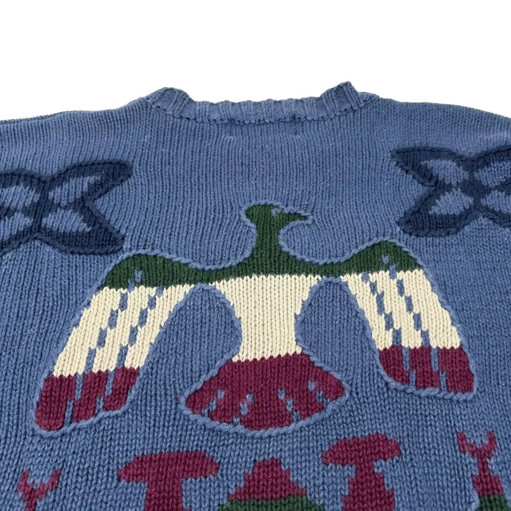 WOODS & GRAY Vintage Crewneck‎ Sweater Aztec Southwest Ramie Cotton Size Large